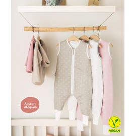 Ehrenkind® Baby Summer Sleeping Bag with Legs, Organic Cotton, Summer Sleeping Bag, Various Sizes, Colours and Patterns, Vanilla White Dandelion, 100