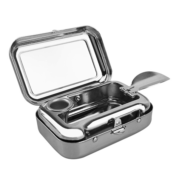 TEMLUM Portable Ashtray, Stainless Steel Butt Holder, Stylish, Lightweight, Convenient, Silver, Waterproof (Silver 03)