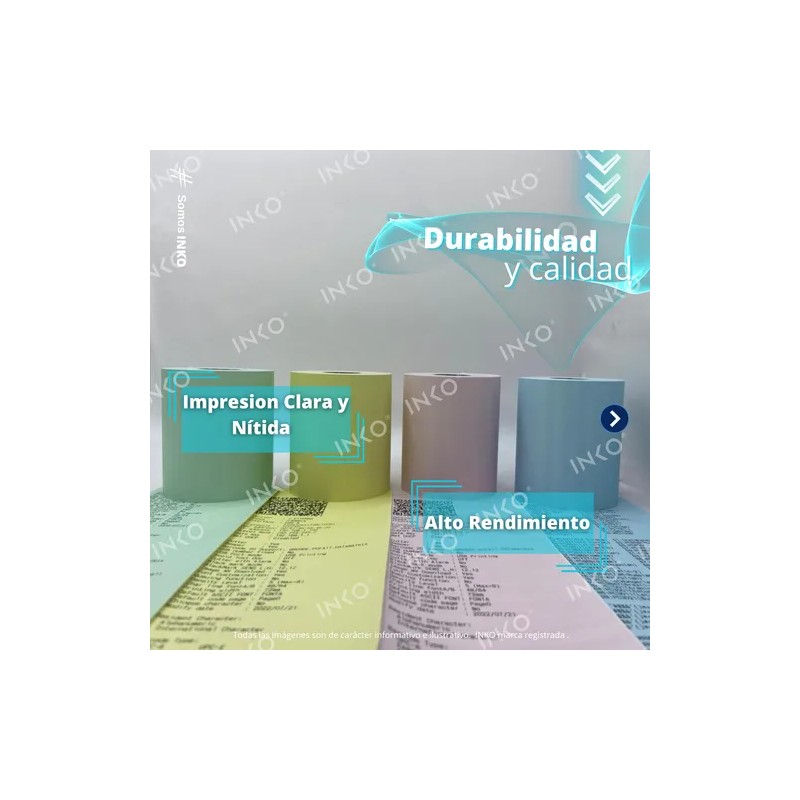 50 Rollos Papel Térmico 80x70 Color Azul Impresora 80mm Color