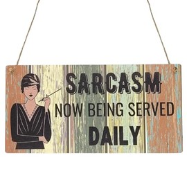 Second Ave Funny Sarcasm Now Being Served Wooden Hanging Rectangle Home Sign Plaque