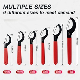 JANNO 6PCS Spanner Wrench Set, Premium Shock Spanner Wrench, Coilover Wrench, Alloy Steel Hook Spanner Wrench for Suspension System and Shock Adjustment