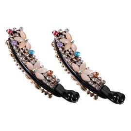 VICASKY 2pcs Rhinestone Banana Hair Clips for Women Vintage Styling Accessories for Thick Curly Hair for Everyday Use and Special Occasions