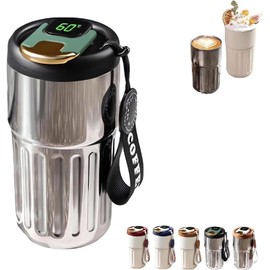 meiliyadexin - Termo de café con visualización de temperatura, termo portátil para botella de agua LED de café, termo de café grande (450 ml), termo