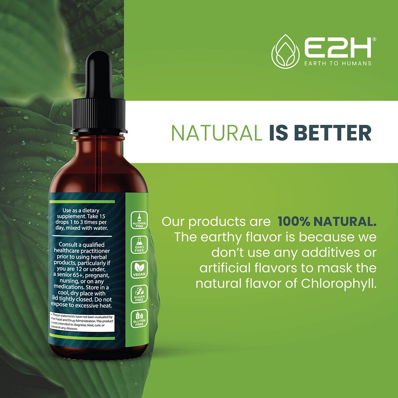 E2H Chlorophyll Liquid Drops - Energy Booster, Digestion, Immune System