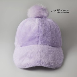 CHOK.LIDS Everyday Winter Fur Baseball Cap for Women Men Fleece Dad Hat Unisex Adjustable Lightweight Polo Style Curved Brim (Lavender)
