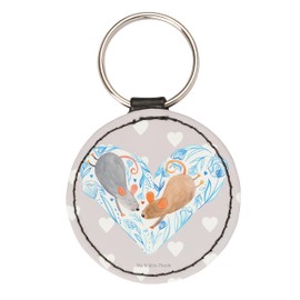 Mr. & Mrs. Panda Round Keyring Mice Heart – Gift, Bag Pendant, Love Gift, Guardian Angel, Lucky Charm, Partner, Mouse, Love