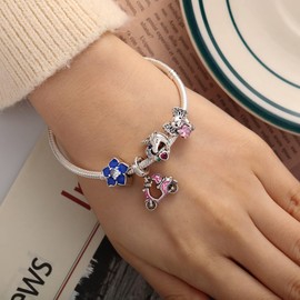 XinYouZhi Motorcycle Charm S925 Sterling Silver Bead Charms for Bracelet Necklace Pendant Jewelry Birthday Valentines Day Choices for Women