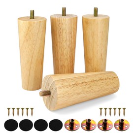 SHENGYIG Furniture Feet, 12 cm, Pack of 4, 450 g Heavy Furniture Feet, Oak, Clear Wood Grain, Fashion and Simple, Solid Wooden Feet for Furniture, Load Capacity, Suitable Furniture Tables, Sofas,