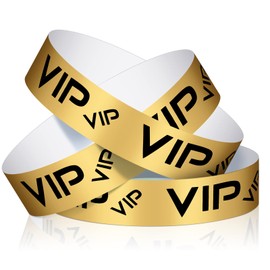 Teling 500 Pack VIP Plastic Wristbands Bracelets Party for Events VIP Custom Wristbands Plastic Bracelets Tear proof Waterproof Wrist Bands Arm Bands for Events Concerts(Gold, Black)