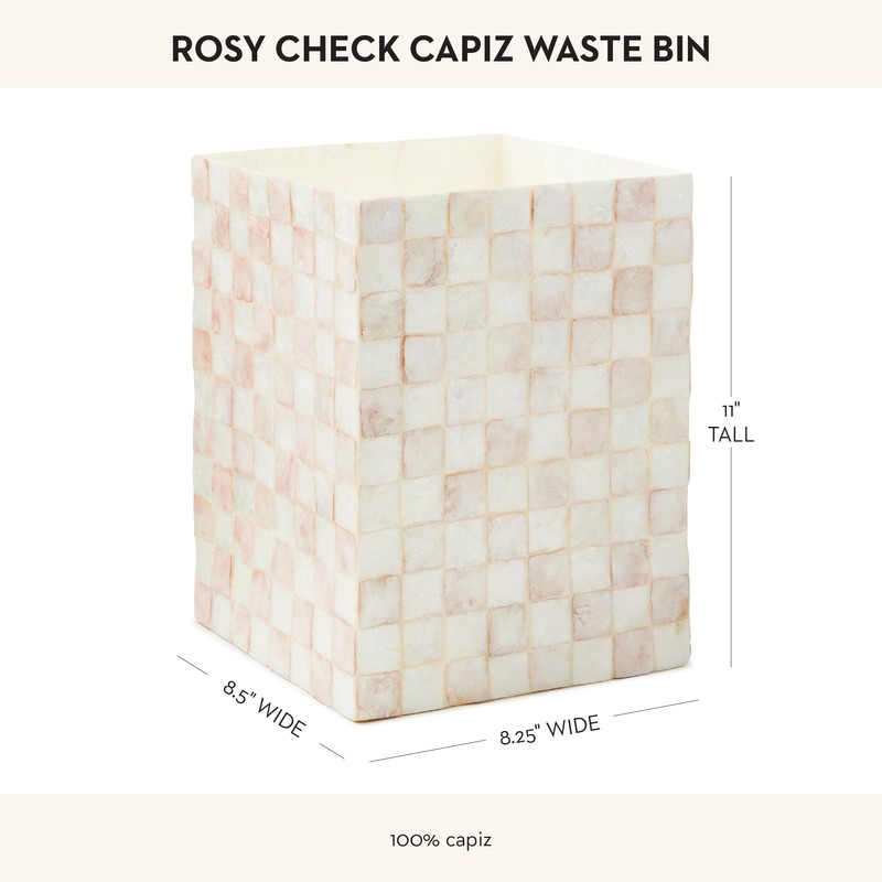 MACKENZIE-CHILDS Capiz Waste Bin, Decorative Bathroom and Bedroom Trash Can,