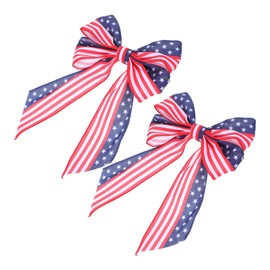 FRCOLOR 2pcs Patriotic Bow Ornaments Chic Bow Decor for July Elegant Independence Day Decoration with American Flag Design for Doors Porches and Walls