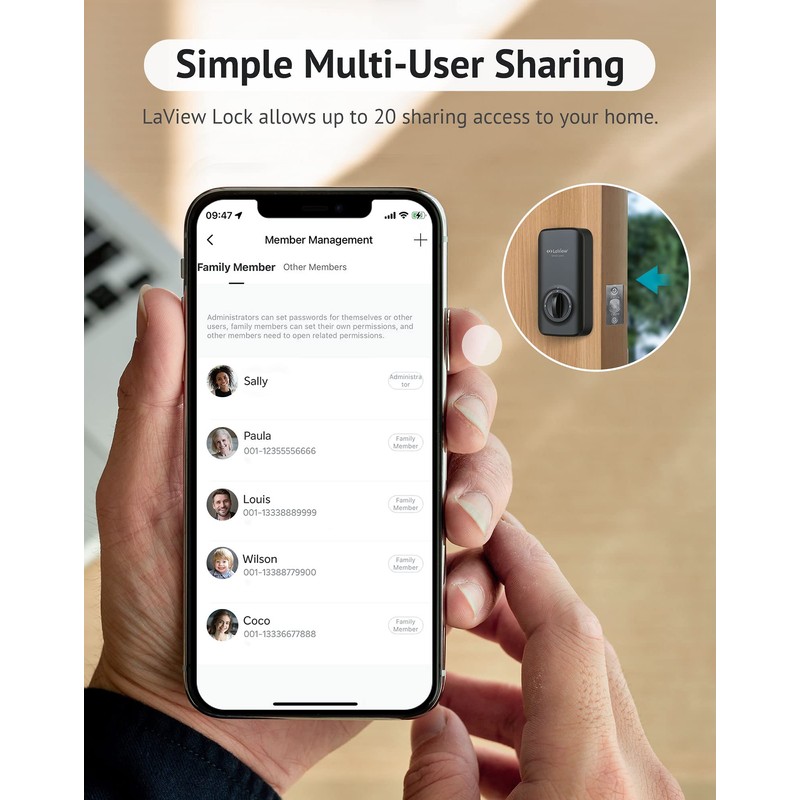 LaView Bluetooth Enabled Door Lock, Wireless & Keyless Entry Smart