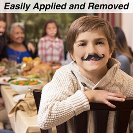 KICNIC 60 Pcs Black Fake Mustaches Self Adhesive (10 Designs) Novelty Hairy Beard Costume Facial Hair for Party Supplies Decorations, Suitable for All Ages