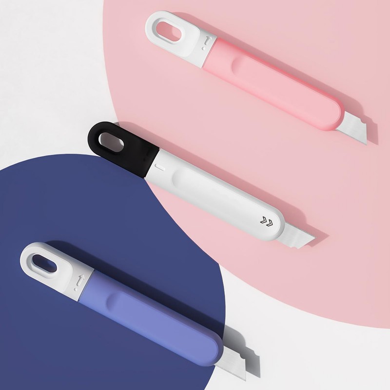 3 PCS Small Box Cutter, Small Utility Knife, Mini Pink