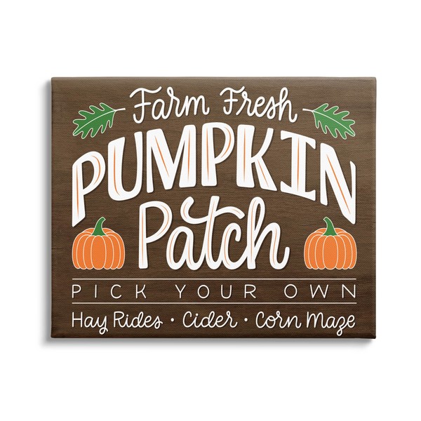 Stupell Industries Farm Fresh Pumpkin Patch Sign Canvas Wall Art,