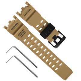 Replacement Natural Resin Watch Strap for Casio G-Shock Master of G Mudmaster Twin Sensor GWG-2000 GWG-2040 Men's Black Watch Band (khaki/Black Buckle)