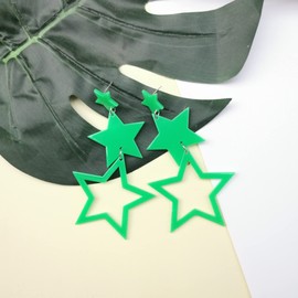 POYAMUSE 80s Colorful Neon Star Dangle Earrings Y2K Big Star Acrylic Earrings for Glow Party Scenecore Neon Pink Lime Green Star Jewelry-green, Medium