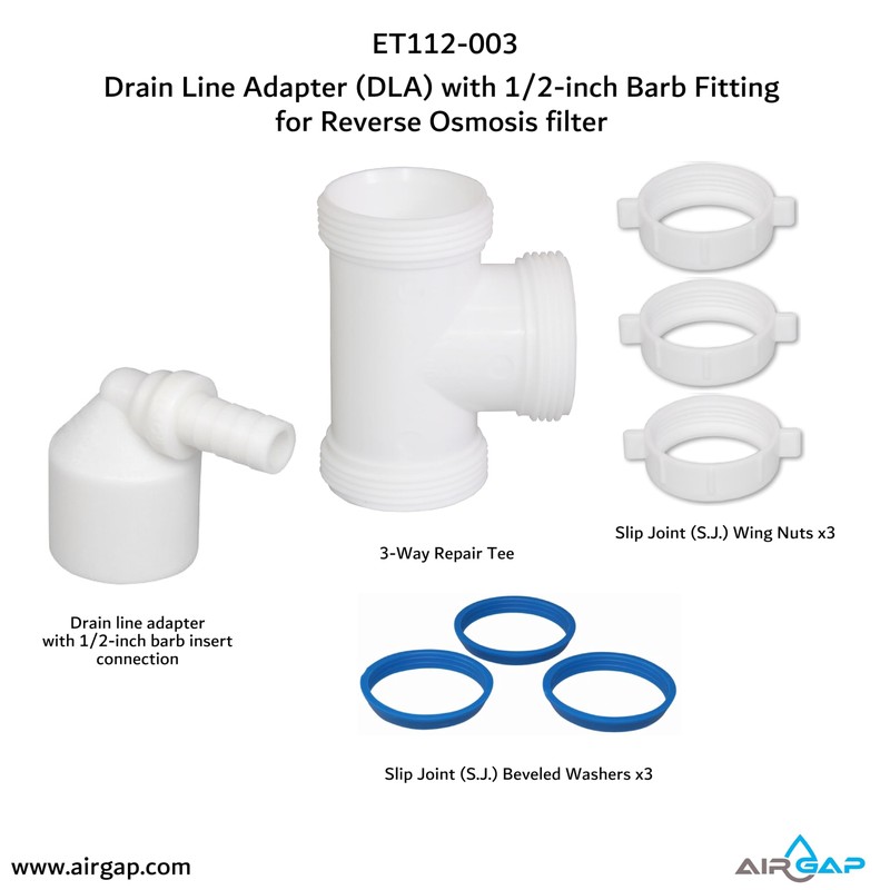 Drain Line Adapter (DLA) with 1/2-inch Barb Fitting for Reverse