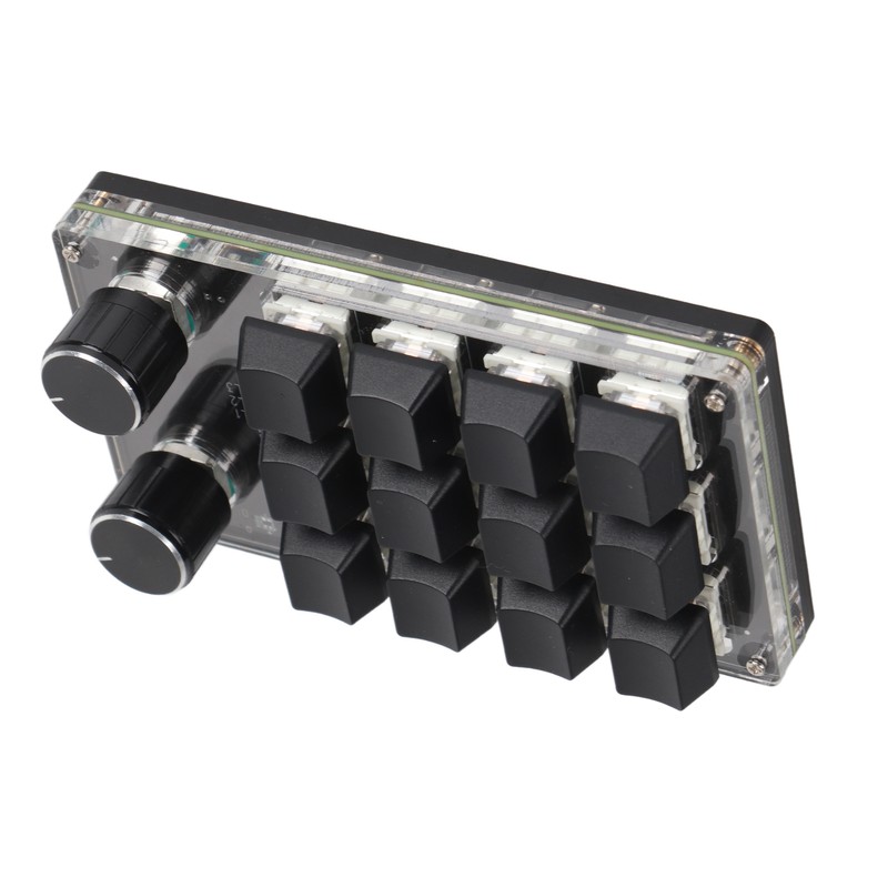 Programmable Macro Keyboard 2 Knobs Blue Switch Black 12 Keys
