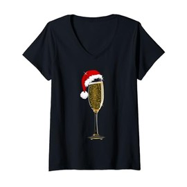 Christmas Champagne Glass Santa Hat , Festive Attire for Men T-Shirt mit V-Ausschnitt