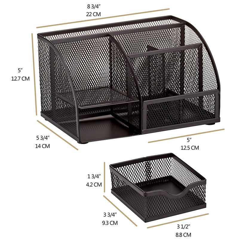 Annova Mesh Desk Organizer Office with 7 Compartments + Drawer/Desk
