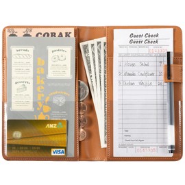 CoBak Server Book – Compact Organizer with Clear and Money Pockets, Pen Holder, Fits Apron Perfectly, Leather Waitress Book