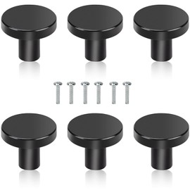 YSFVNP 6 Pcs Black Knobs, Black Door Knobs, Easy to Use 25 Mm Cupboard Knobs Cabinet Drawer Nightstand Tv Cabinet Closet Door Handle (Black) ﻿