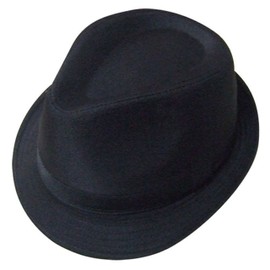 viz-uk wear Unisex Cotton Black Trilby Hat Gangster Style 59