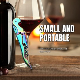 Drincarier Waiters Corkscrew Professional Waiter Corkscrew Wine openers,stainless steel Wine Key for Restaurant Waiters,Classic All-in-one Corkscrew, Bottle Opener and Foil Cutter (1Pack Iridescent)…