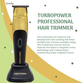 Turbo Power Forma Trimmer, Magnetic Motor Technology, Easier Cleaning, Charging Stand, Quietest Performance, Adjustable Black Diamond DLC Blade, Gold