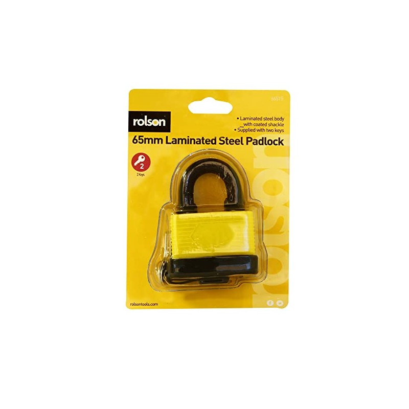 Rolson 66515 Weatherproof Padlock, Black, 65 mm