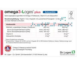omega3-Loges® plus astaxanthin - 120 capsules - omega-3 fatty acids in premium quality with a high proportion of DHA and EPA