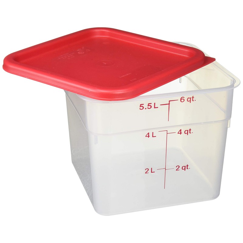 Cambro 6SFSPP190 CamSquare Storage Container, Translucent, 6 qt with Lid
