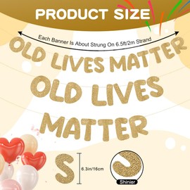 WLPHHM Old Lives Matter Happy Birthday Banner, Funny Birthday Retirement Party Decorations，80th 70th 60th 50th Birthday Decorations for Men Women，Garland Bunting Glitter Decoration (Purple) (Champagne Gold)