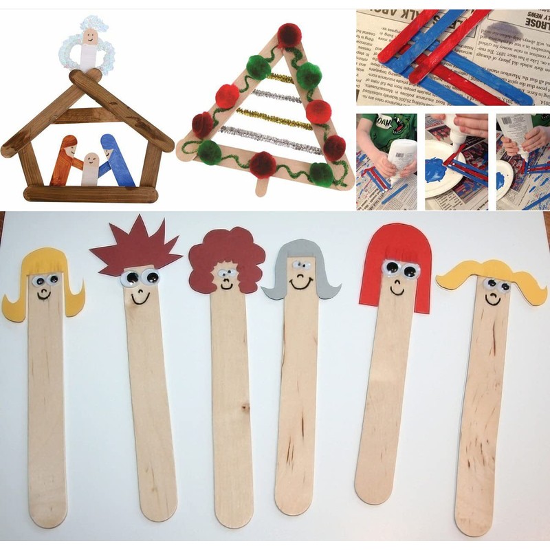 300Pcs Popsicle Sticks, BetterJonny 11cm Natural Wood Craft Sticks Long