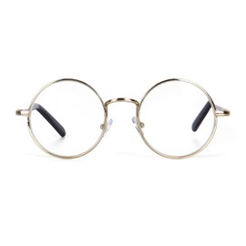 EYE ZOOM Metal Frame Round Reading Glasses with Spring Hinge (Gold, +1.50 Strength)