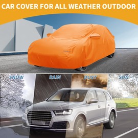 Partuto Car Cover Waterproof All Weather Automotive Outdoor Anti-UV Full Exterior Cover for Kia NIRO 210D-PU Orange with Left Side Zippers