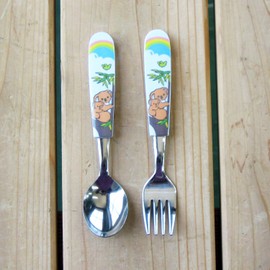 Nagao Children's Spoon and Fork Set, 5.4 inches (13.8 cm), Koala, Dishwasher Safe, Made in Japan