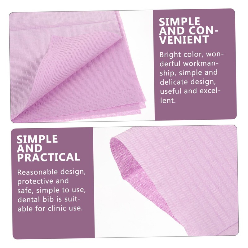 VILLFUL 125 Sheets Disposable Clinic Bibs Purple Non Woven Practical