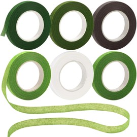 JCZD 6 Rolls Floral Tape for Flower Arranging, 1/2" Wide Stem Wrap Tape, Ideal for Bouquets, Corsages, Wedding Arrangements, and Craft Projects (Multicolor-6 Pieces)