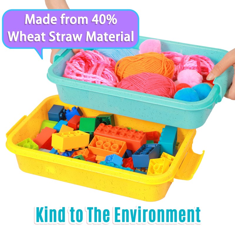 Carolart 3 Pack, Empty Sensory Bin, Wheat Straw Material，13.5 Inch