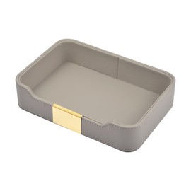 XNONE Leather Jewelry Tray Desktop Storage,Luxury Perfume Tray Nightstand Organizer Entryway Decorative Tray,for Jewelry Watch Cosmetics Keys Phone Wallet Home & Office Accessories,Gray