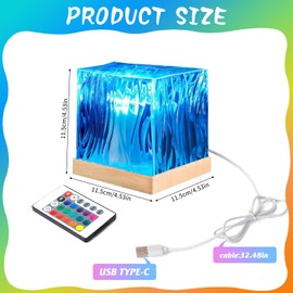 DAZZTIME LED Table Lamp Made of Crystal, Acrylic Diamond Bedside Lamp, LED Table Lamp Crystal, Wave Lamp Table Lamp, Polar Light Lamp, Colour Changing Night Light for Bedroom, Living Room