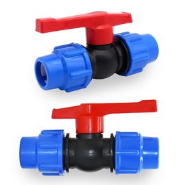 LEPEVNEY Water Pipe Valve 25mm Stop Tap Valve HDPE Water Pipe Compression Ends, 3/4", Pack of 2