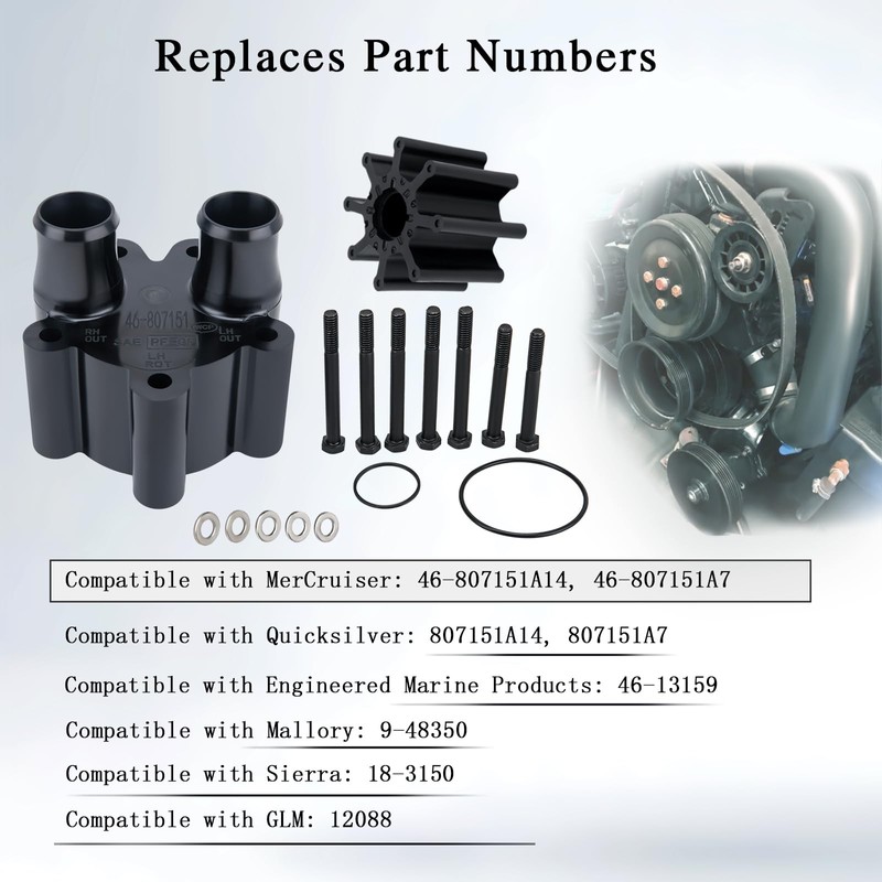 46-807151A14 Water Pump Housing & Impeller Repair Kit Replaces for