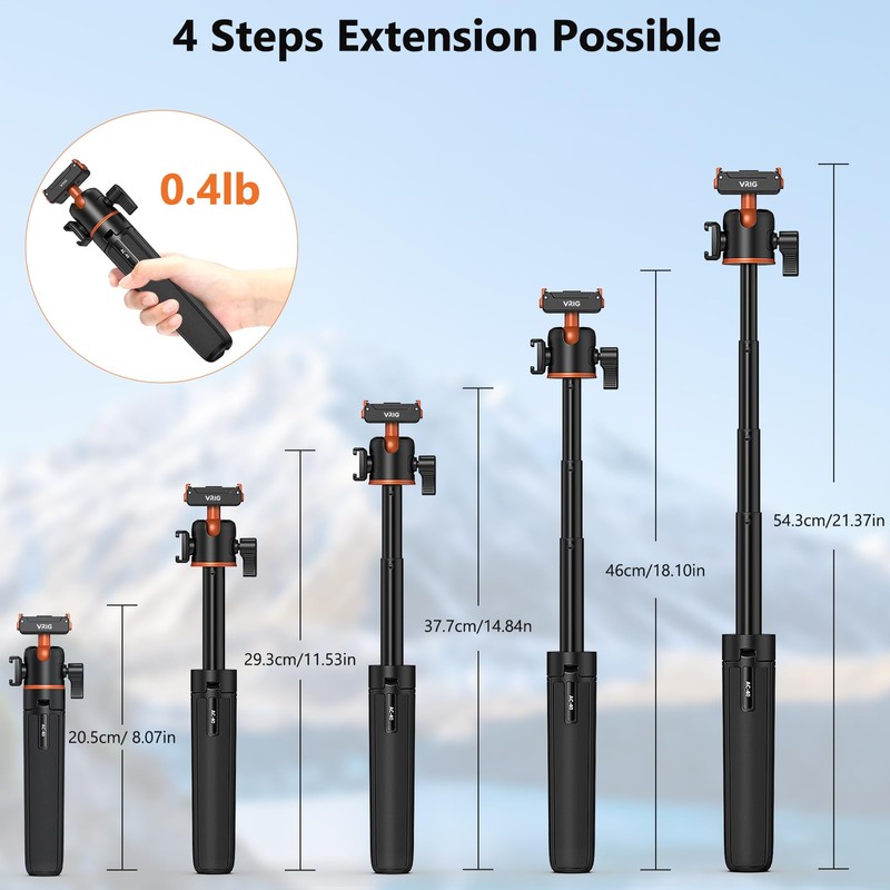 VRIG 54 cm Osmo Action Mini Extension Rod, Integrated Ball