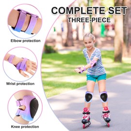 Knee Pads for Kids 3-14 Years Toddler Knee and Elbow Pads with Wrist Guards 3 in 1 for Bicycle Scooter Roller Skates Skateboarding (Bluepinkpurple, Small)