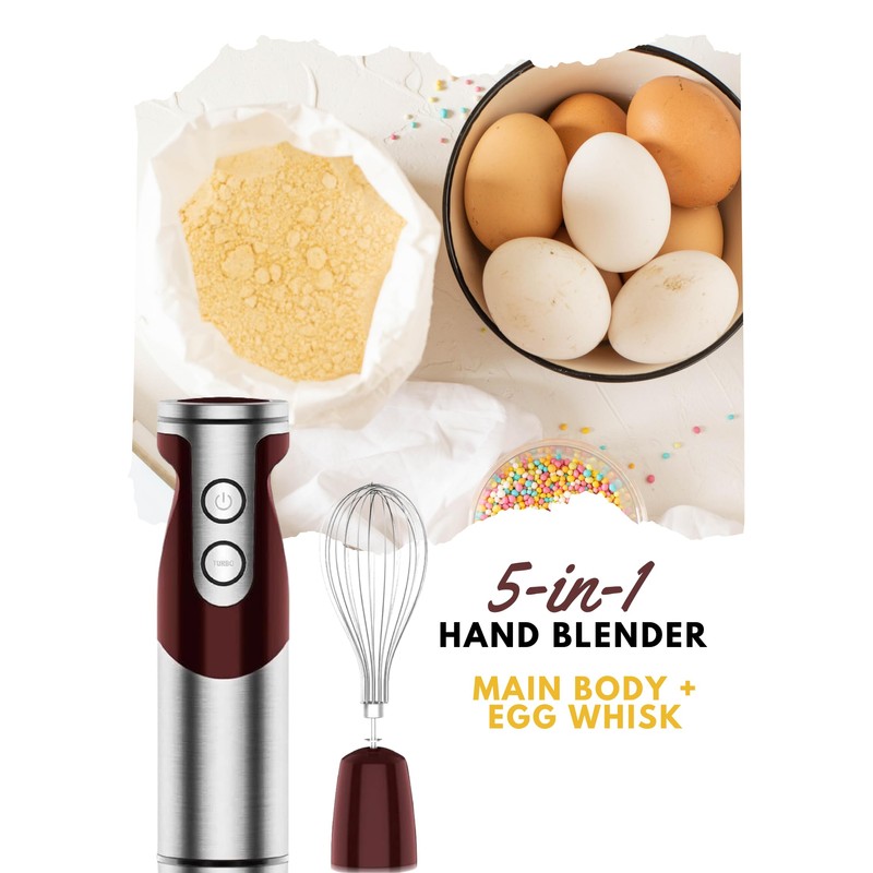 MegaWise 5-in-1 Immersion Hand Blender Set with Variable Speed, 400W,