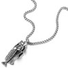 COOLSTEELANDBEYOND Extra Large Mens Fish Skeleton Bone Pendant Necklace Steel