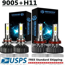 SHENKENUO H11 9005 Combo LED Headlight Hi/Lo Bulbs for 2012-2018 Dodge Ram 1500 2500 3500